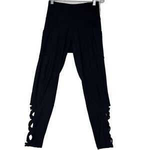 Marika Athletic Women’s Leggings Black Cutouts Pockets High Waisted Ankle Sz S